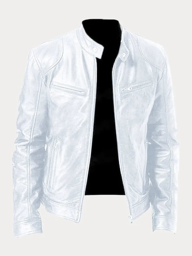 Men's Leather-Look Jacket | Stylish Stand-Collar Coat 9