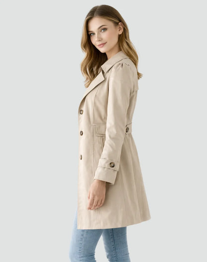 Black Trench Coat | Women’s Mid-Length Tailored Jacket 5