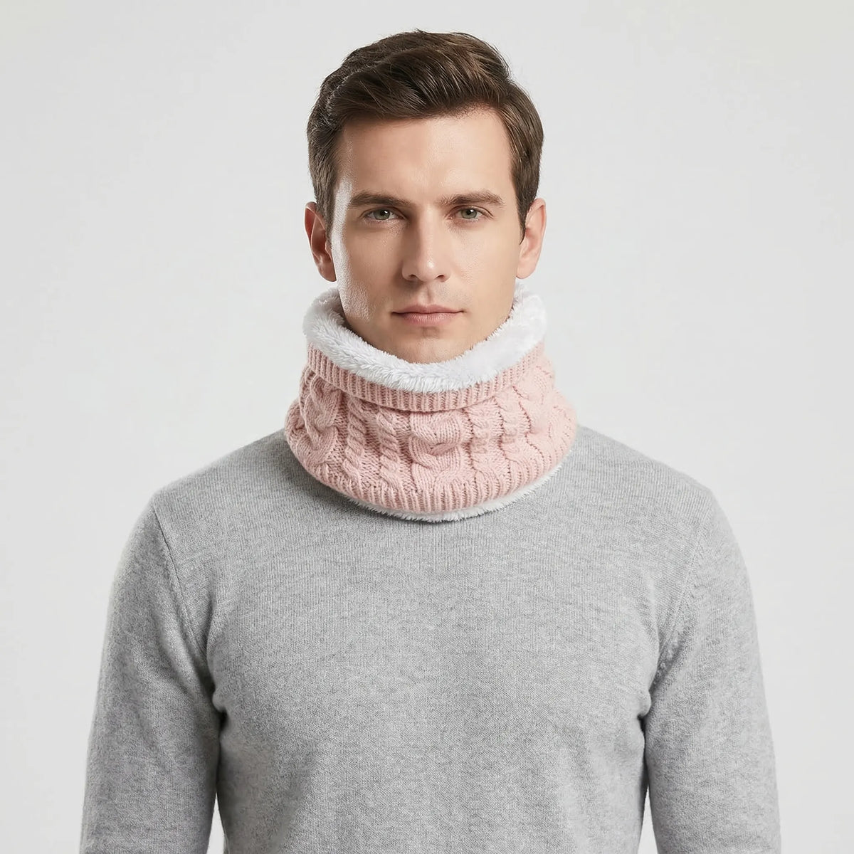 Cable-Knit Ring Scarf Unisex Neck and Face Warmer 7