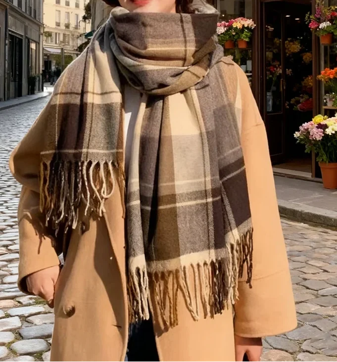 Checked Pattern Winter Scarf | Unisex Thick Warm Scarf 1