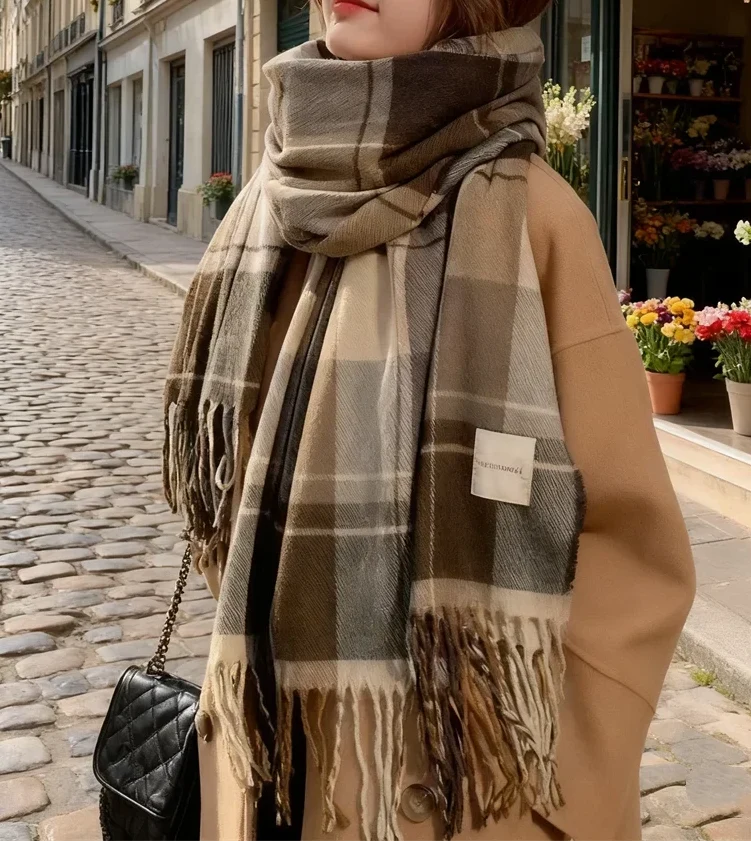 Checked Pattern Winter Scarf | Unisex Thick Warm Scarf 2
