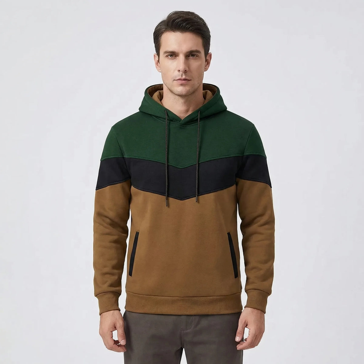 Colour Block Hooded Sweatshirt | Men's Casual Pullover 0