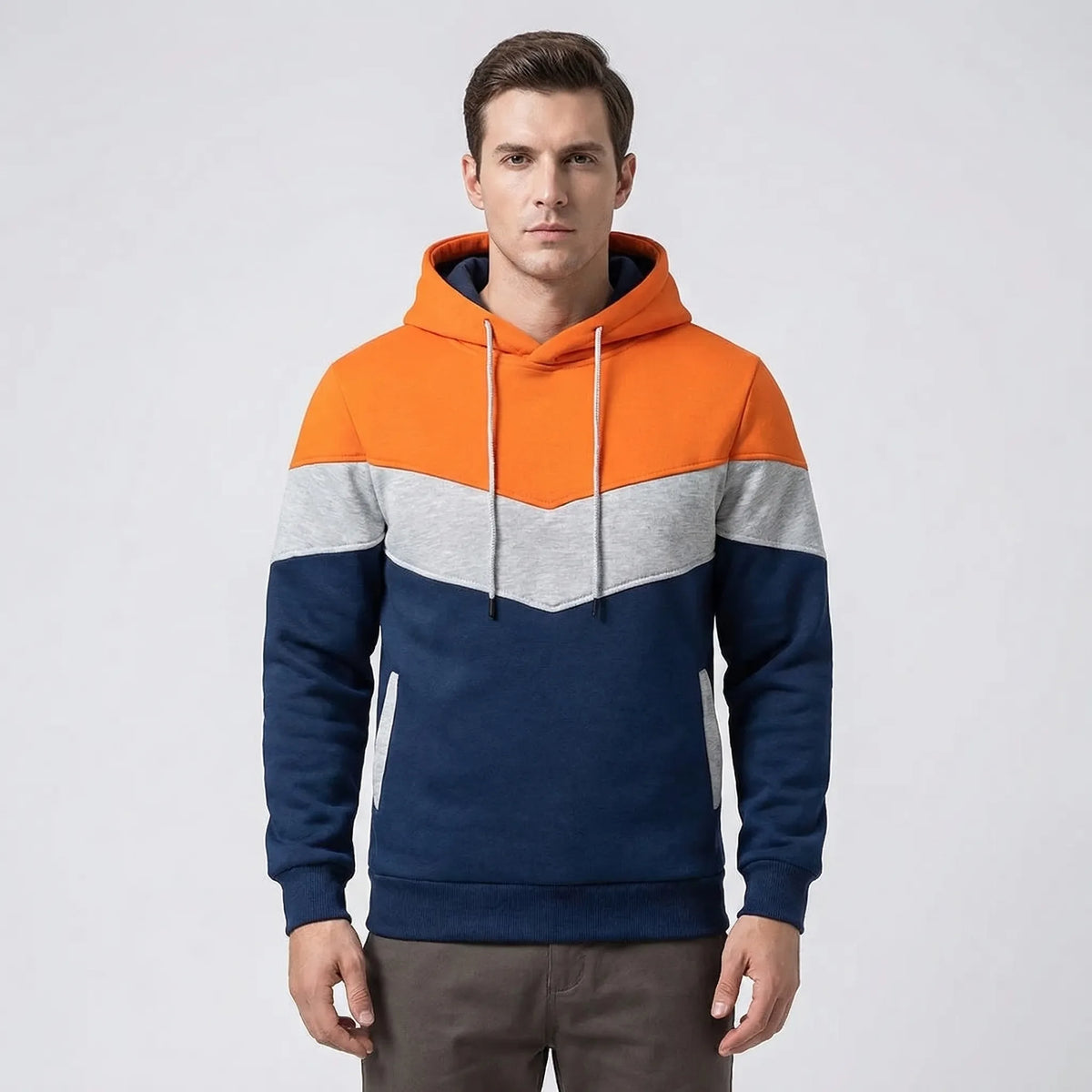 Colour Block Hooded Sweatshirt | Men's Casual Pullover 4