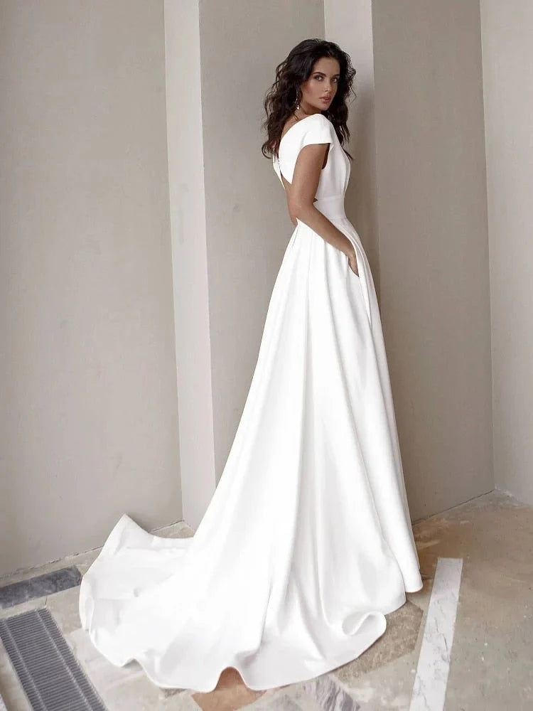 Deep V Neck High Slit Evening Gown | Floor Length Formal Dress 1