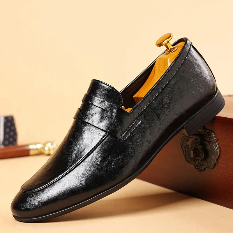Handcrafted Leather Dress Loafers Men Black 0