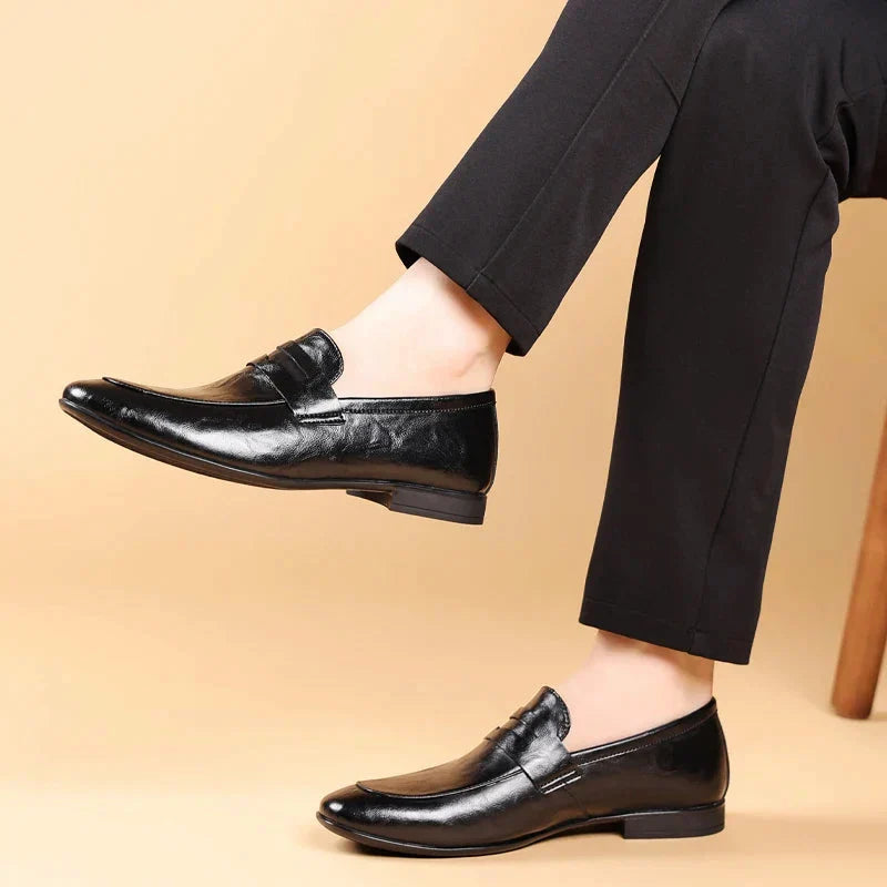 Handcrafted Leather Dress Loafers Men Black 2