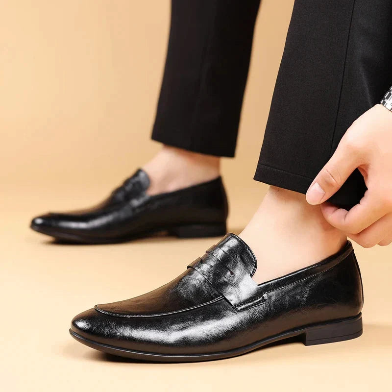 Handcrafted Leather Dress Loafers Men Black 3