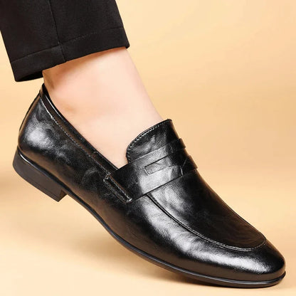 Handcrafted Leather Dress Loafers Men Black 4