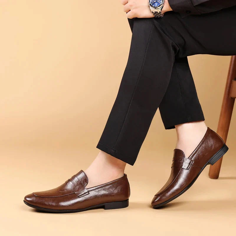 Handcrafted Leather Dress Loafers Men Black 6