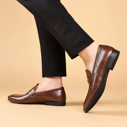 Handcrafted Leather Dress Loafers Men Black 8