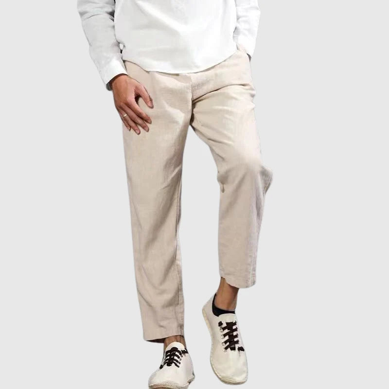 Harbor Linen Pants | Men's Elastic Waist Straight Leg 2