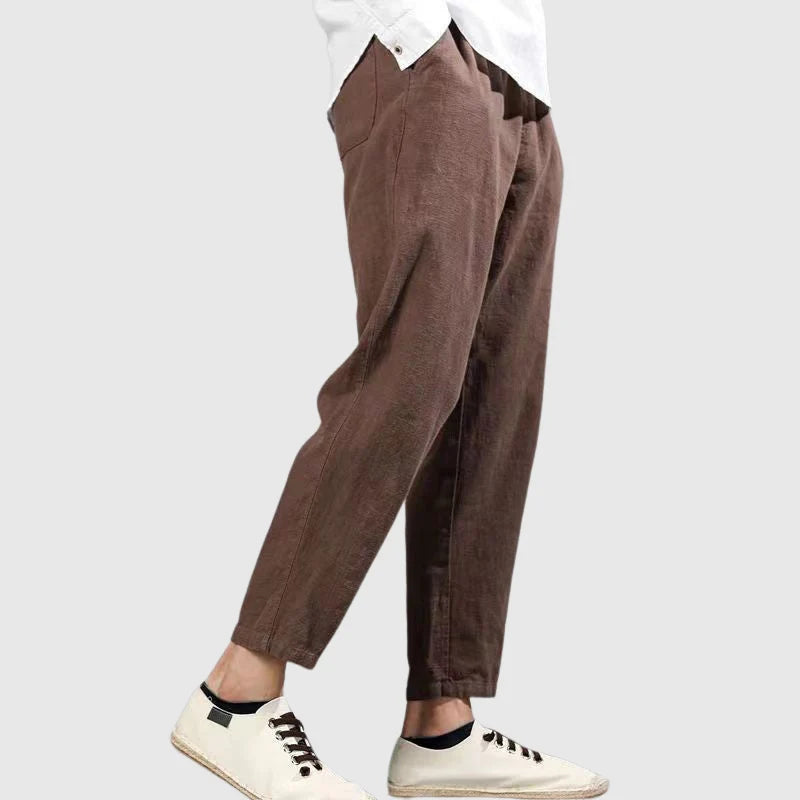 Harbor Linen Pants | Men's Elastic Waist Straight Leg 3
