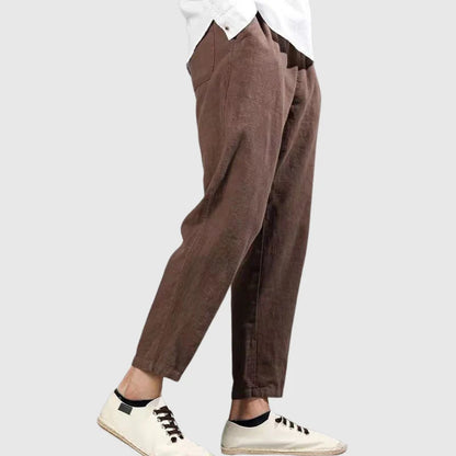 Harbor Linen Pants | Men's Elastic Waist Straight Leg 3