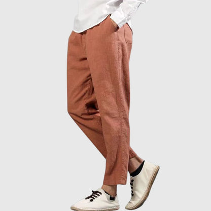 Harbor Linen Pants | Men's Elastic Waist Straight Leg 4