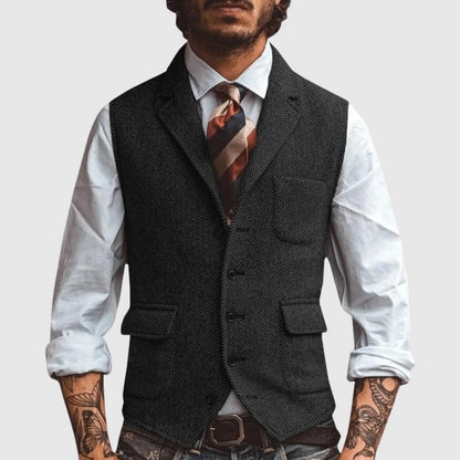Herringbone Elegance Vest | Men's Slim-Fit Formal Vest 1