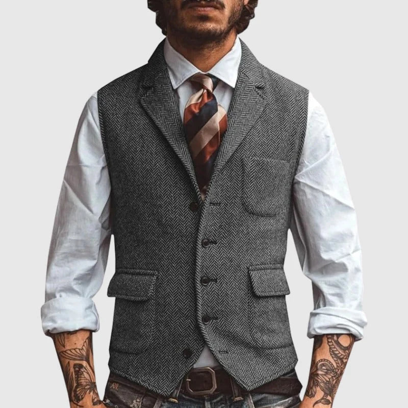 Herringbone Elegance Vest | Men's Slim-Fit Formal Vest 2