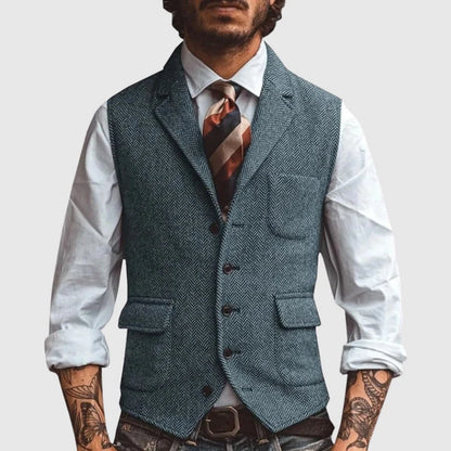 Herringbone Elegance Vest | Men's Slim-Fit Formal Vest 3