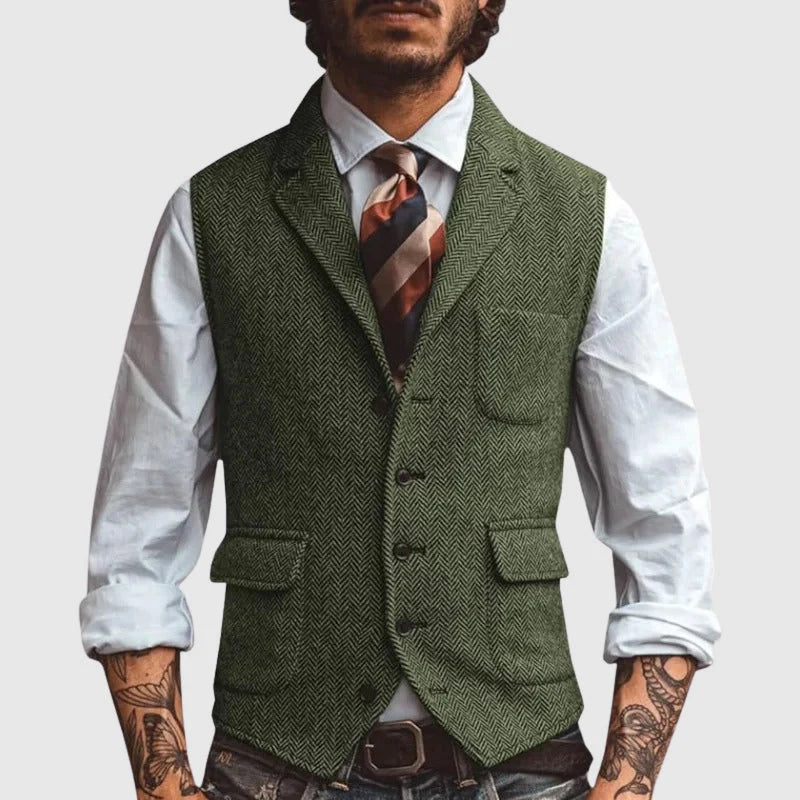 Herringbone Elegance Vest | Men's Slim-Fit Formal Vest 4
