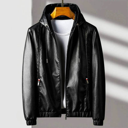 Hooded Leather Jacket Black Eco-Leather 2
