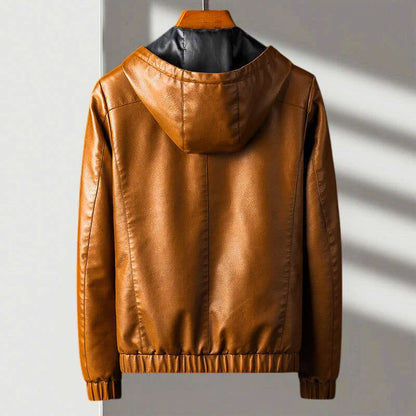 Hooded Leather Jacket Black Eco-Leather 3