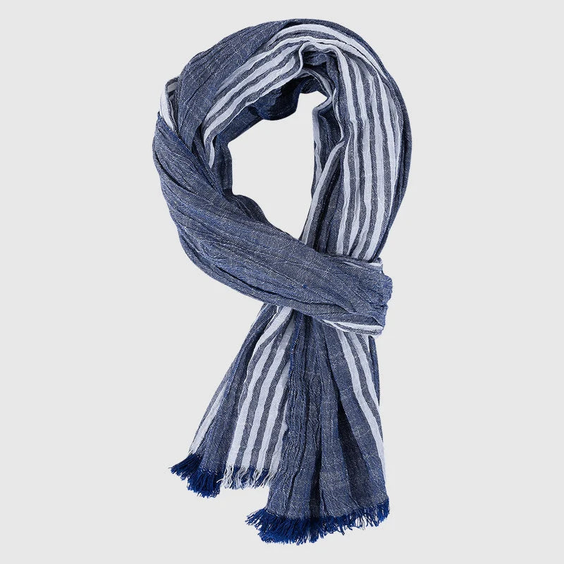 Lightweight Striped Scarf with Fringe Detail 1