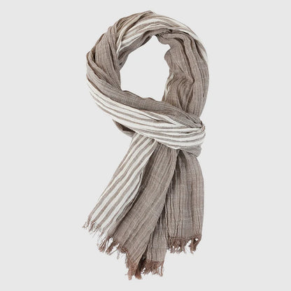 Lightweight Striped Scarf with Fringe Detail 2