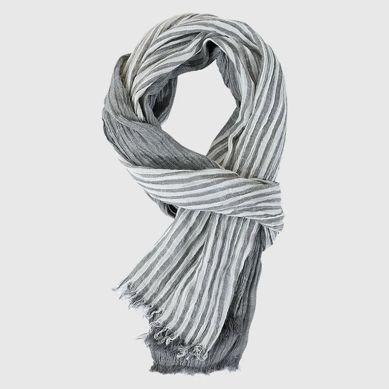 Lightweight Striped Scarf with Fringe Detail 3