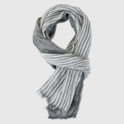 Lightweight Striped Scarf with Fringe Detail 3