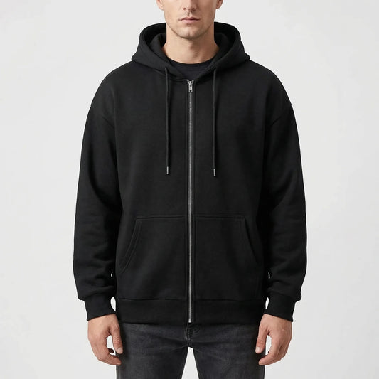 Loose Fit Zip-Up Hooded Sweatshirt | Casual Everyday Wear 0
