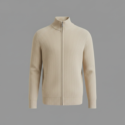 Men's Slim Fit Zip Up Cardigan | Ribbed Knit Sweater