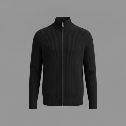 Men's Slim Fit Zip Up Cardigan | Ribbed Knit Sweater