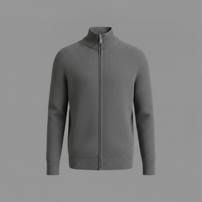 Men's Slim Fit Zip Up Cardigan | Ribbed Knit Sweater