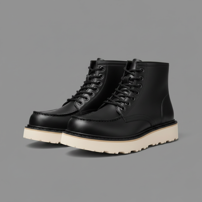 Black Lace-Up Ankle Boots | Durable Leather Footwear