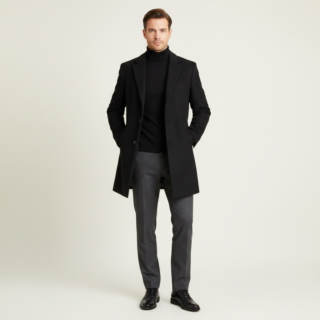 Men's Notched Lapel Overcoat | Stylish Men's Coat