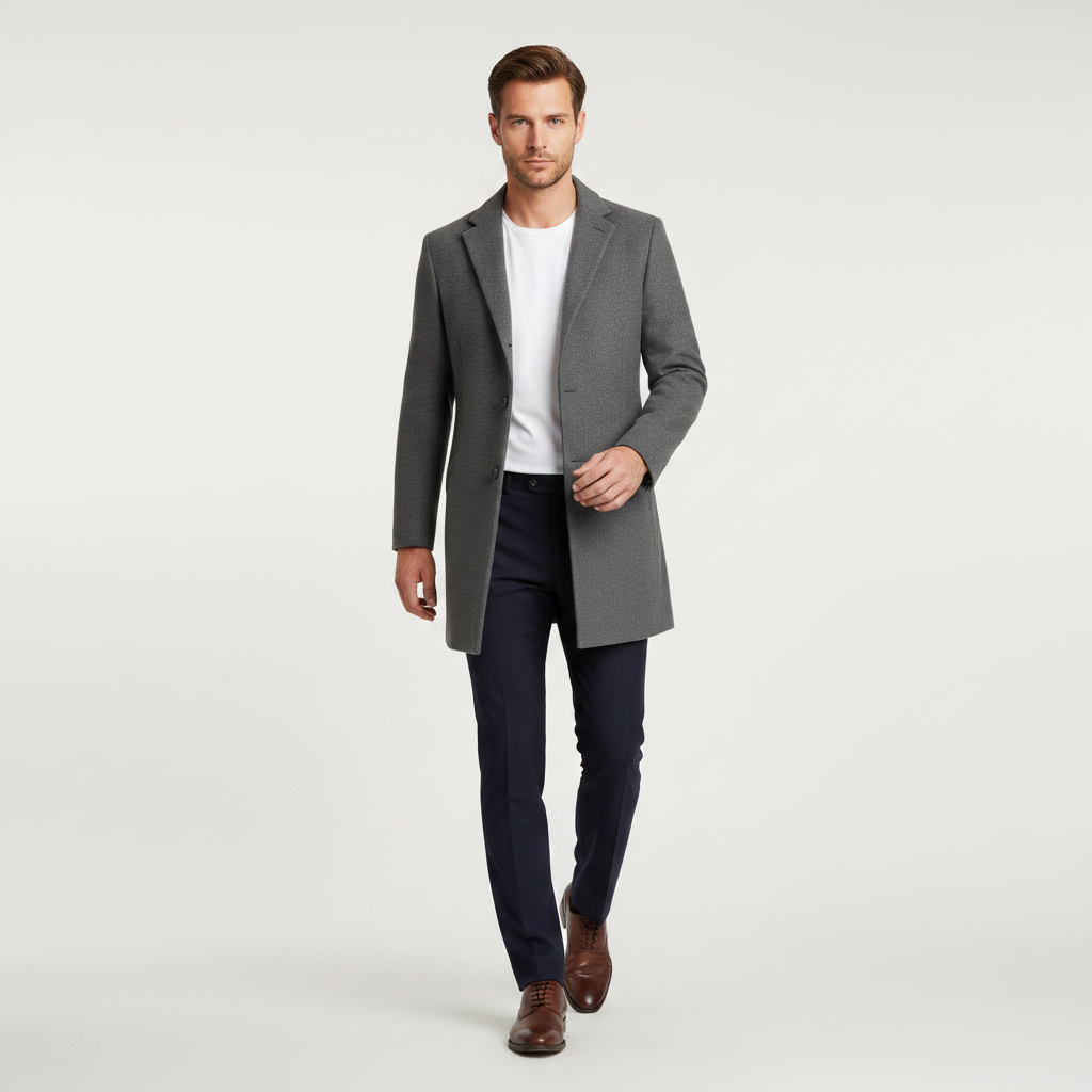 Men's Notched Lapel Overcoat | Stylish Men's Coat