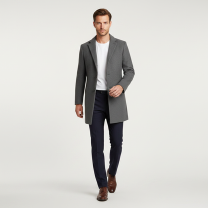 Men's Notched Lapel Overcoat | Stylish Men's Coat