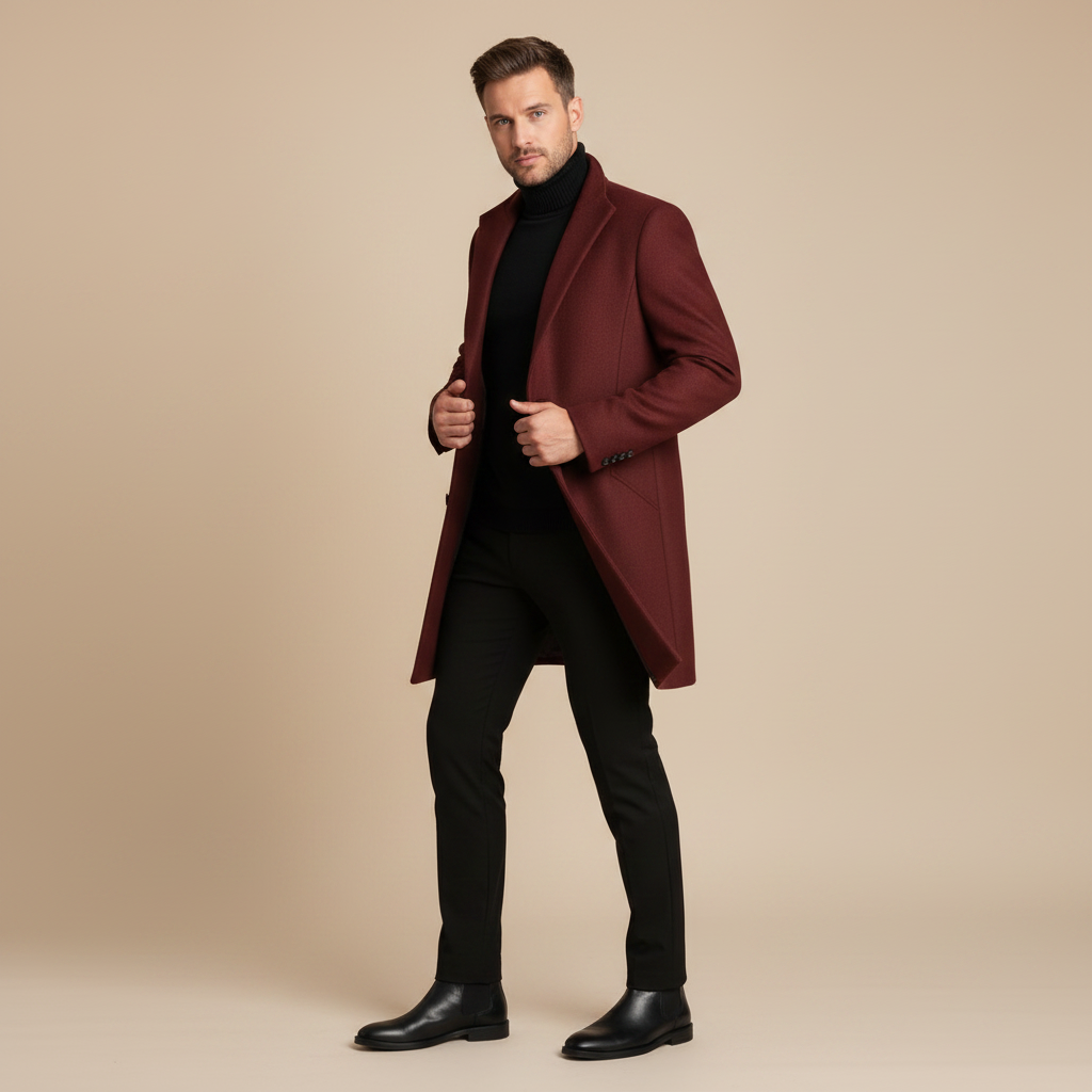 Men's Notched Lapel Overcoat | Stylish Men's Coat