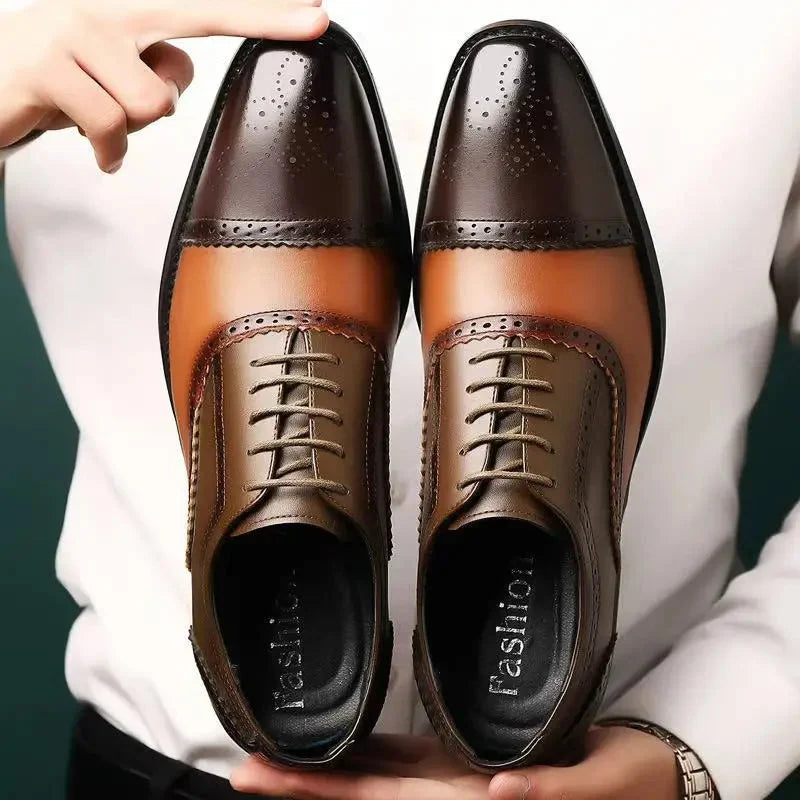 Men's Black Dress Shoes | Perforated Cap Toe Lace-Up 0