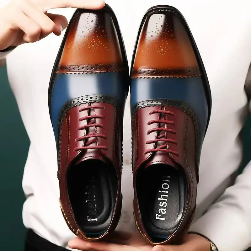 Men's Black Dress Shoes | Perforated Cap Toe Lace-Up 1