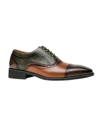 Men's Black Dress Shoes | Perforated Cap Toe Lace-Up 2