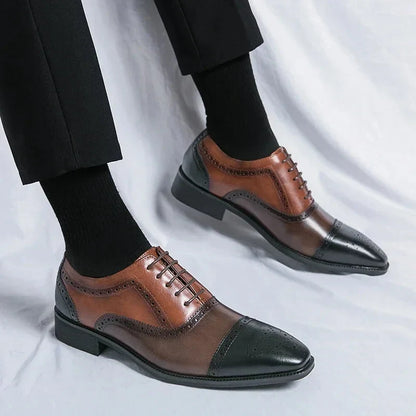 Men's Black Dress Shoes | Perforated Cap Toe Lace-Up 3