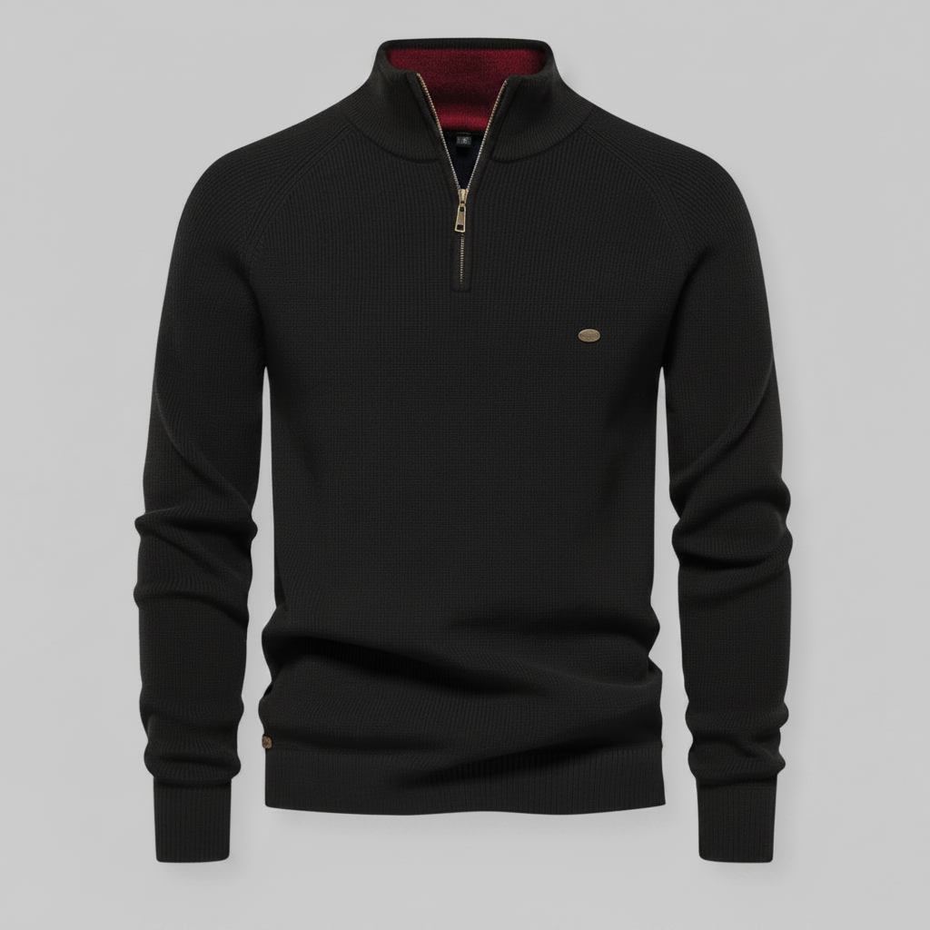 Men's Black Half-Zip Jumper | Slim Fit Knitwear 6
