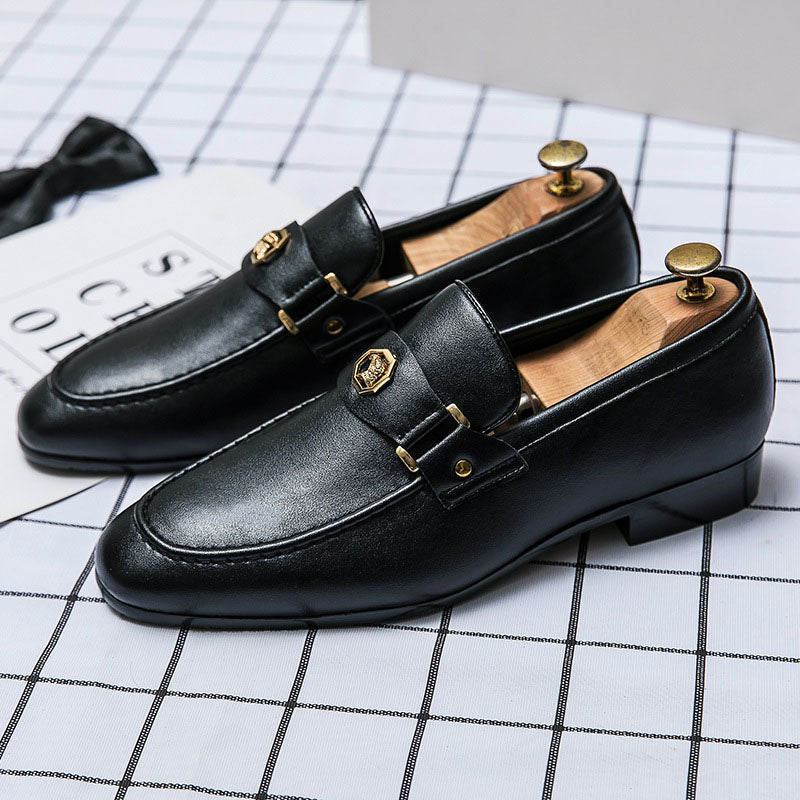 Men's Black Loafers | Low Heel PU Leather Shoes 1