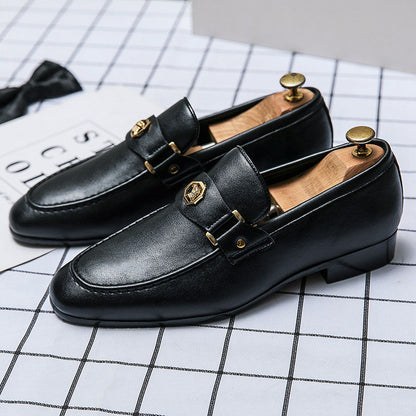 Men's Black Loafers | Low Heel PU Leather Shoes 1