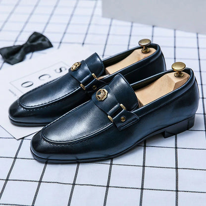 Men's Black Loafers | Low Heel PU Leather Shoes 2