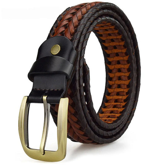 Men's Braided Leather Belt | Flexible Woven Strap Casual Wear 0
