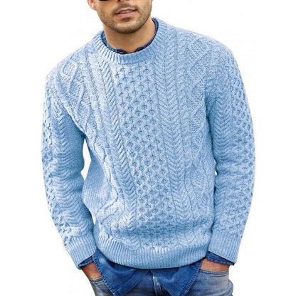 Men's Cable-Knit Crew Neck Sweater Long Sleeve Pullover 1