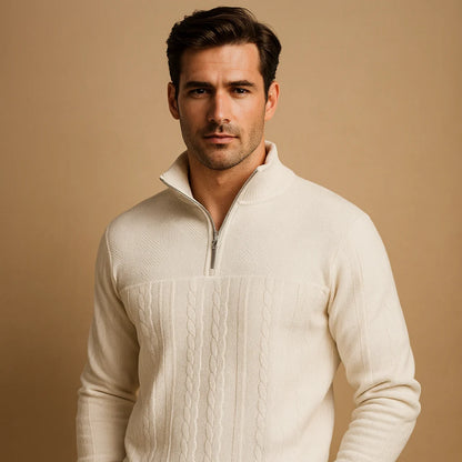 Men's Cable-Knit Quarter Zip Sweater | Relaxed Fit Casual Knit 4