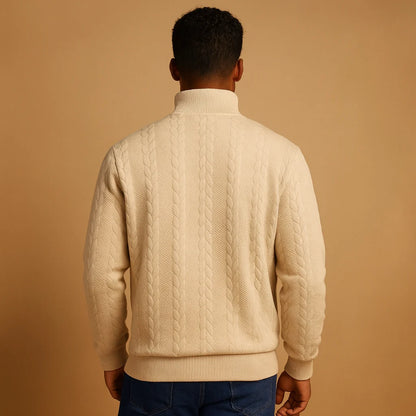 Men's Cable-Knit Quarter Zip Sweater | Relaxed Fit Casual Knit 5