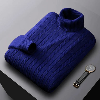 Men's Cable-Knit Turtleneck Sweater Warm Autumn Winter 4